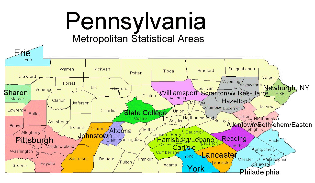 pennsylvania metropolitan statistical areas map