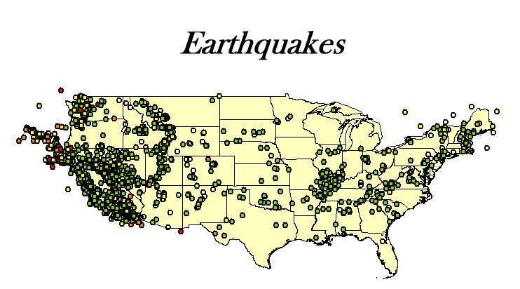 earthquakes around the united states map